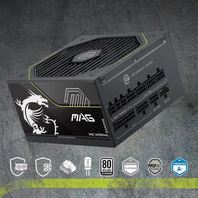 Alt view image 2 of 7 - MSI MAG A1200PLS PCIE5, Fully Modular Gaming 1200W Power Supply, 80+ Platinum, Native 12V-2x6 Cables, GPU Safeguard, 105°C Main Capacitor, Fan Safeguard, ATX 3.1 & PCIe 5.1 Ready, 10 Year Warranty
