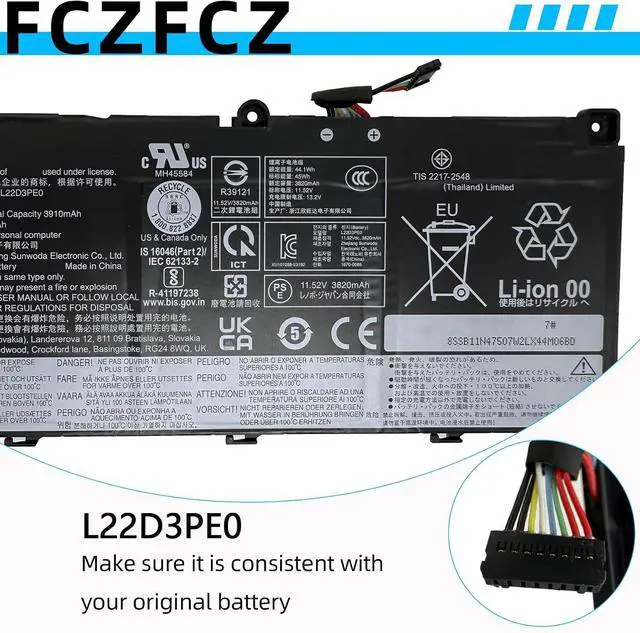 Alt view image 5 of 7 - L22D3PE0 Battery 45Wh Replacement for Lenovo ThinkBook 14 G6 IRL ABP G7 ARP IML G8 IRL IAL 16 G6 ABP IRL G7 ARP IML G8 IAL IRL / K14 G2 IRU K14 G3 IMU Series 5B11L67327 L22L3PE0 L22B3PE0 11.55V