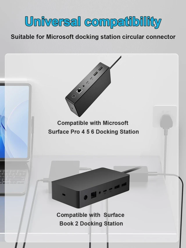 Alt view image 3 of 7 - 90W 15V 6A Power Supply Charger Compatible with Microsoft Surface Pro 4 5 6 Dock Station Model 1661 1749 Surface Book Docking Station PD9-00003 PD9-00011 PF3-00012 PF3-00007