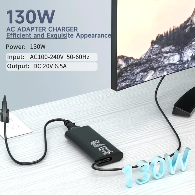 Alt view image 2 of 6 - 130W USB C Type C Laptop Charger Compatible with Dell XPS 15 17 2in1 9520 9720 9700 9575 9500; Compatible with Precision 5570 5560 5550 5510 3571 3561 3560 3541 AC Adapter Power Supply Cord