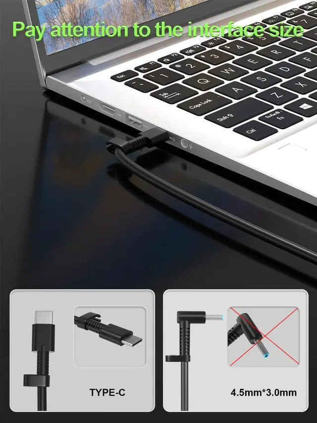 Alt view image 2 of 7 - Slim 140W USB-C Laptop Charger Compatible with HP OMEN Transcend 14t-fb 14-fb1047nr 14-fb0097nr ZBook 8/Ultra, Spectre x360 2-in-1 16t-aa 16-aa0xxx Spectre Foldable 17 Power Adapter