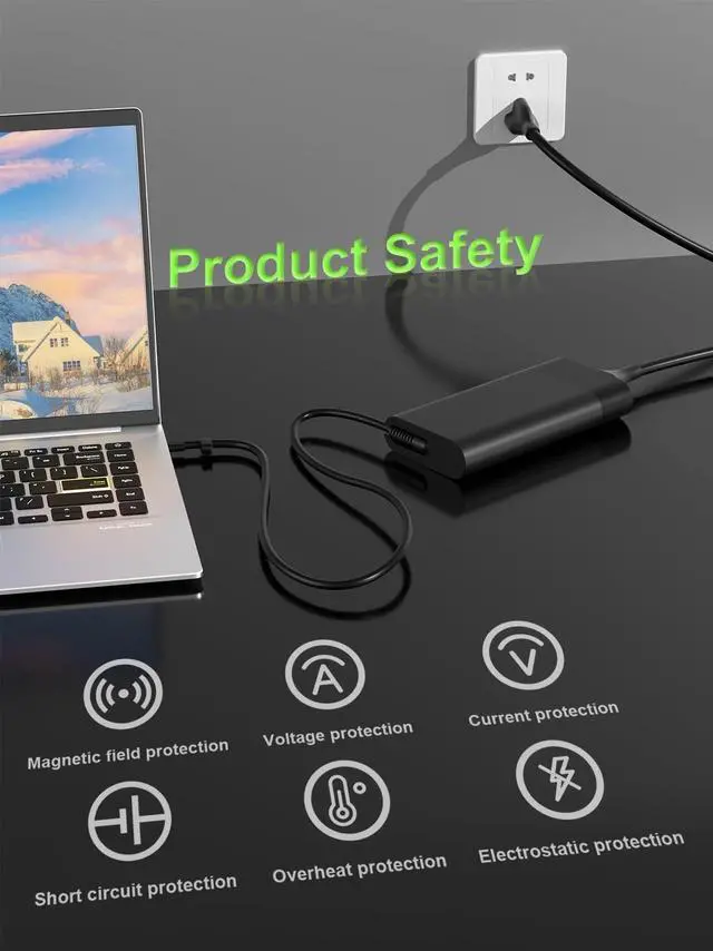 Alt view image 6 of 7 - Slim 140W USB-C Laptop Charger Compatible with HP OMEN Transcend 14t-fb 14-fb1047nr 14-fb0097nr ZBook 8/Ultra, Spectre x360 2-in-1 16t-aa 16-aa0xxx Spectre Foldable 17 Power Adapter