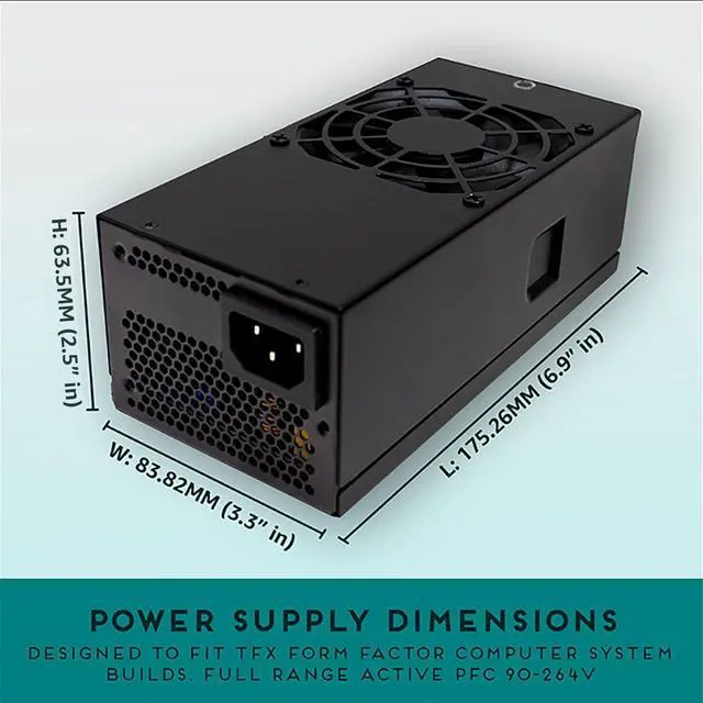 Alt view image 3 of 7 - Apevia TFX-PFC500W TFX 500W Fixed Cables, Full Range Active PFC Computer Power Supply