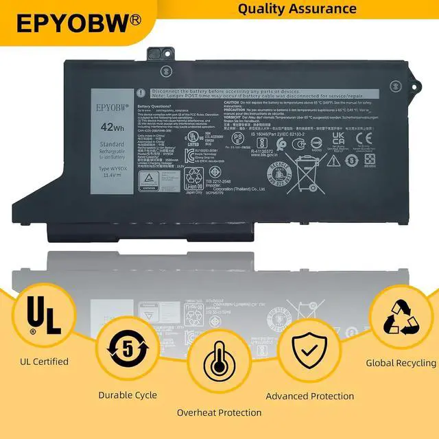 Alt view image 6 of 7 - WY9DX Laptop Battery 42Wh 3500mAh 11.4V WY9DX RJ40G 005R42