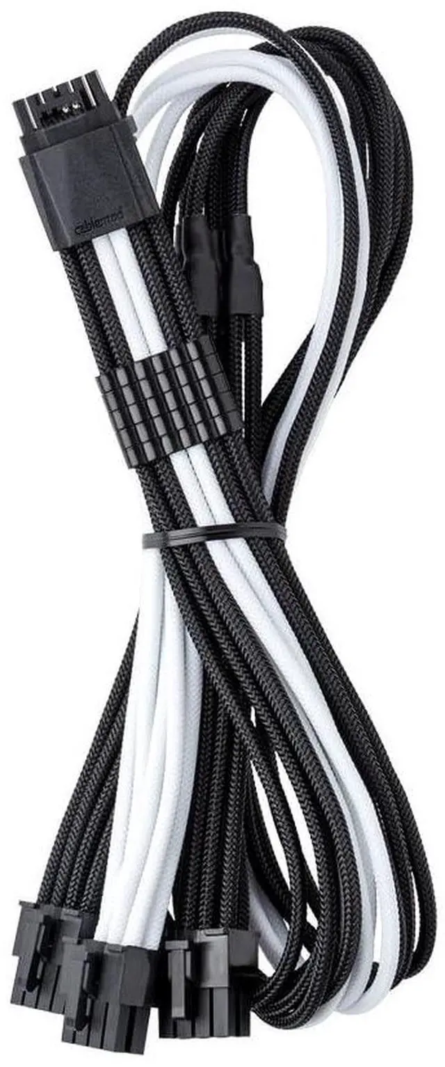 Main image of CableMod RT-Series ModMesh Sleeved 12VHPWR StealthSense PCI-e Cable for ASUS/Seasonic/Phanteks (Black + White, 16-pin to Triple 8-pin, 60cm)