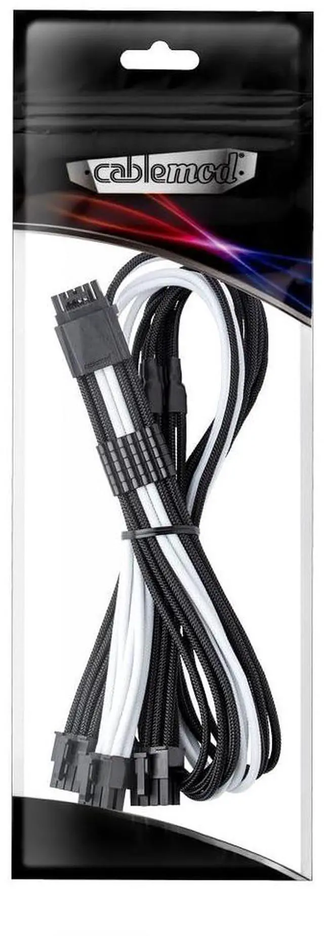 Alt view image 3 of 3 - CableMod RT-Series ModMesh Sleeved 12VHPWR StealthSense PCI-e Cable for ASUS/Seasonic/Phanteks (Black + White, 16-pin to Triple 8-pin, 60cm)