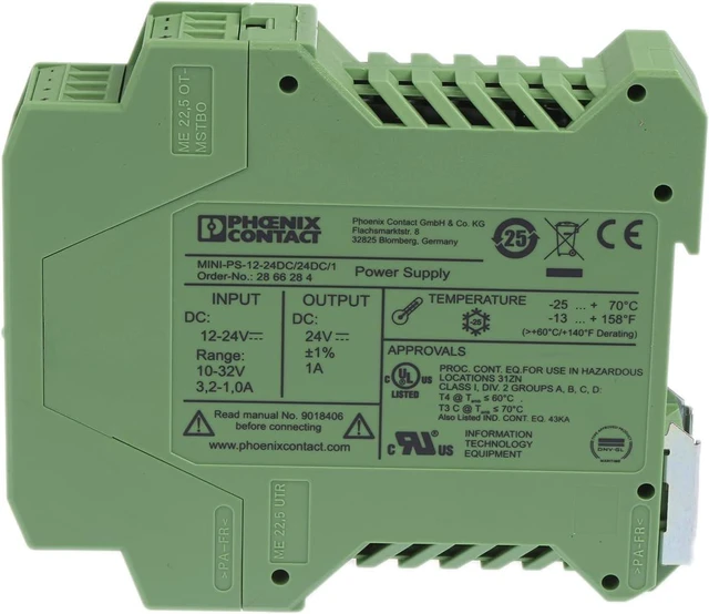 Alt view image 4 of 4 - Phoenix Contact MINI-PS-12-24DC/24DC/1 DIN Rail Power Supply 24Vdc 1A 24W