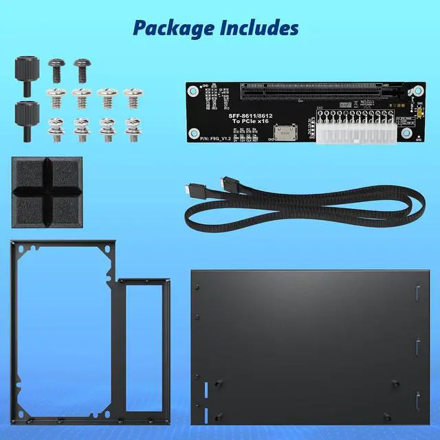 Alt view image 6 of 7 - PCIe 4.0 x4 64Gbps eGPU Dock with 29.5 in SFF-8611 OCuLink Cable, OCuLink SFF-8612 8311 to PCIe x16 External GPU Dock for Laptop & Mini PC, External gpu Enclosure Supports External Graphics Card