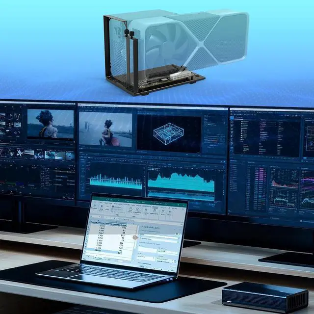 Alt view image 7 of 7 - PCIe 4.0 x4 64Gbps eGPU Dock with 29.5 in SFF-8611 OCuLink Cable, OCuLink SFF-8612 8311 to PCIe x16 External GPU Dock for Laptop & Mini PC, External gpu Enclosure Supports External Graphics Card
