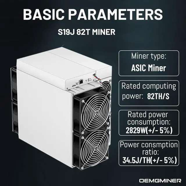 Alt view image 2 of 7 - New Antminer S19 Bitmain Bitcoin Miner 82T 2829W Include PSU Asic Mining SHA-256 Hardware by OEMGMINER (82T)