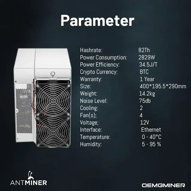Alt view image 5 of 7 - New Antminer S19 Bitmain Bitcoin Miner 82T 2829W Include PSU Asic Mining SHA-256 Hardware by OEMGMINER (82T)