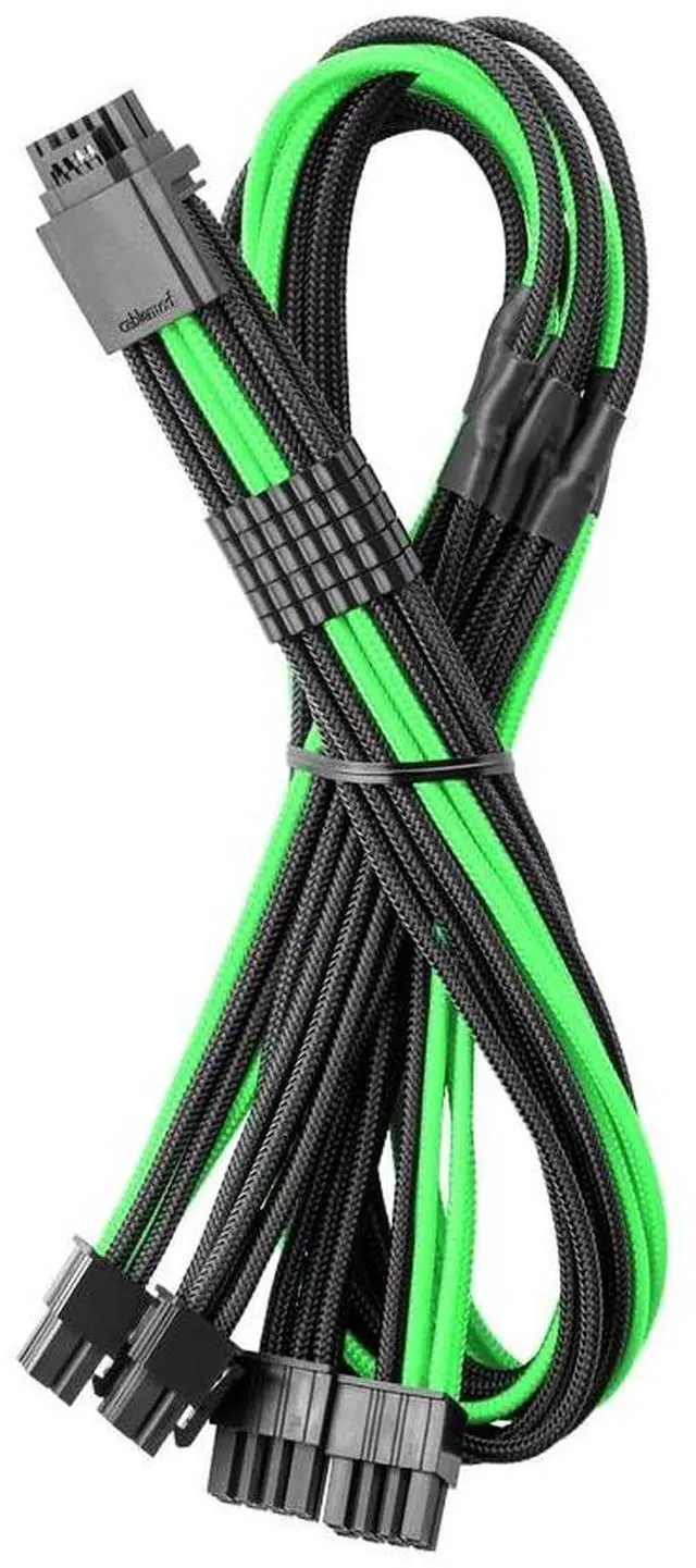 Main image of CableMod E-Series Pro ModMesh Sleeved 12VHPWR StealthSense PCI-e Cable for EVGA G/G+ / P/P+ / T (Black + Light Green, 16-pin to Quad 8-pin, 60cm)