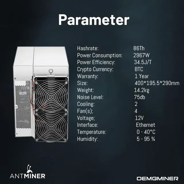 Alt view image 5 of 7 - New Antminer S19 Bitmain Bitcoin Miner 86T 2967W Include PSU Asic Mining SHA-256 Hardware by OEMGMINER (86T)