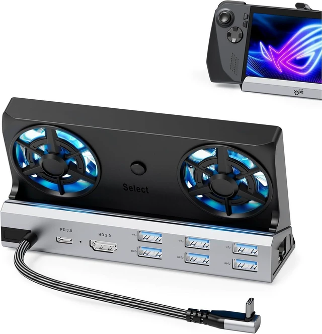 Main image of 12-in-1 Dual Fan Steam Deck Dock for Valve Steam Deck & OLED/Asus ROG Ally & X/Switch & 2 / Lenovo Legion Go & S & 2/MSI Claw,Nintendo Switch 2 Dock,Steam Deck Accessories,Switch 2 Docking Station