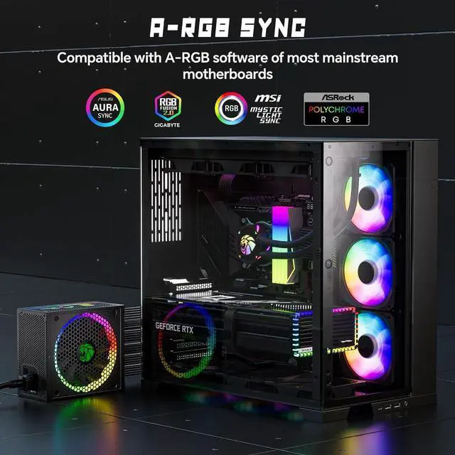 Alt view image 4 of 6 - GAMEMAX 850W 80 Plus Gold Power Supply, ATX 3.0 & PCIE 5.0 Ready, 100% Japanese Capacitors, Fully Modular, ARGB SYNC, RGB-850 Pro