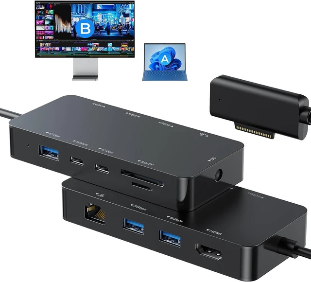 Main image of Surface Docking Stations, 11-in-1 MS Surface Dock 4K@60HZ HDMI, Surface Travel Hub for Surface Pro 11/10/9/8/X/7/6/5/4/3, Surface Laptop 6/5/4/3/2/1, Laptop Go 3/2/1, Surface Book
