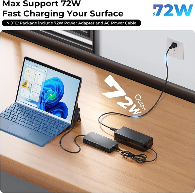 Alt view image 7 of 7 - Surface Docking Stations, 11-in-1 MS Surface Dock 4K@60HZ HDMI, Surface Travel Hub for Surface Pro 11/10/9/8/X/7/6/5/4/3, Surface Laptop 6/5/4/3/2/1, Laptop Go 3/2/1, Surface Book