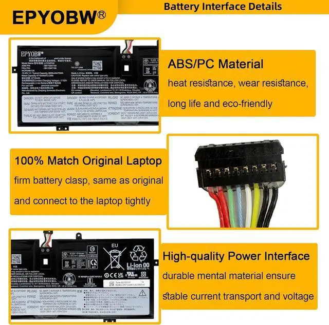 Alt view image 4 of 6 - L21D4PH0 Laptop Battery 75Wh 4835mAh 4-Cell 15.52V Compatible with Lenovo IdeaPad Yoga 9-14IAP7 82LU / Yoga 9-14IRP8 83B1 Series L21B4PH0 L21C4PH0 SB11D97144 5B11D97138 SB11D97145 SB11D97143