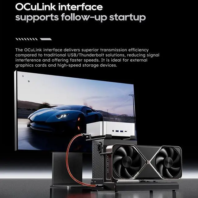 Alt view image 4 of 7 - PUSOKEI EGPU Dock, Oculink Interface Graphics Dock Station, PCIe 4.0 X4 64Gbps Oculink External GPU Enclosure, Support ATX/SFX Power Supply, for N VIDIA/A MD Graphics Card