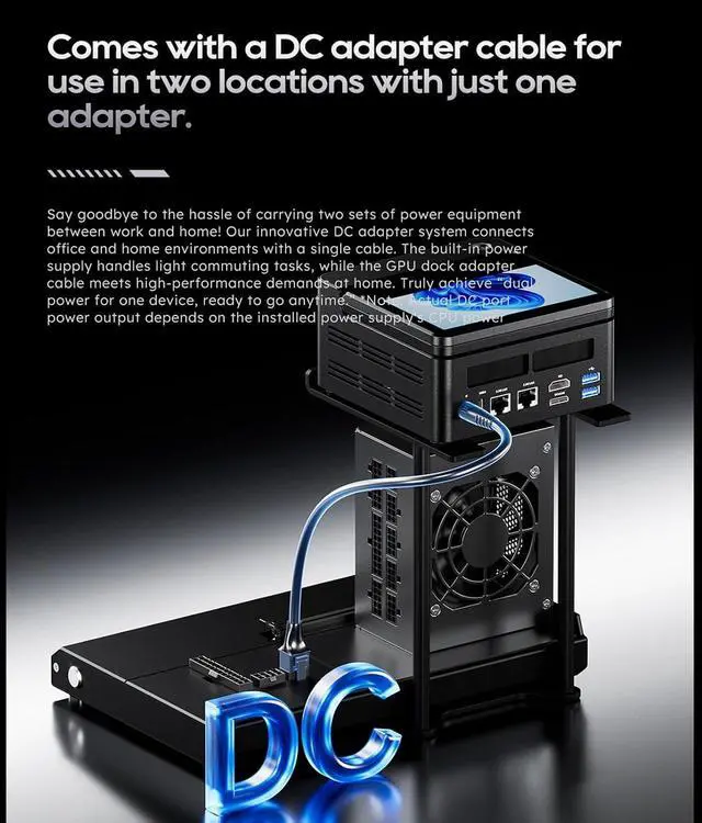 Alt view image 3 of 7 - PUSOKEI EGPU Dock, Oculink Interface Graphics Dock Station, PCIe 4.0 X4 64Gbps Oculink External GPU Enclosure, Support ATX/SFX Power Supply, for N VIDIA/A MD Graphics Card