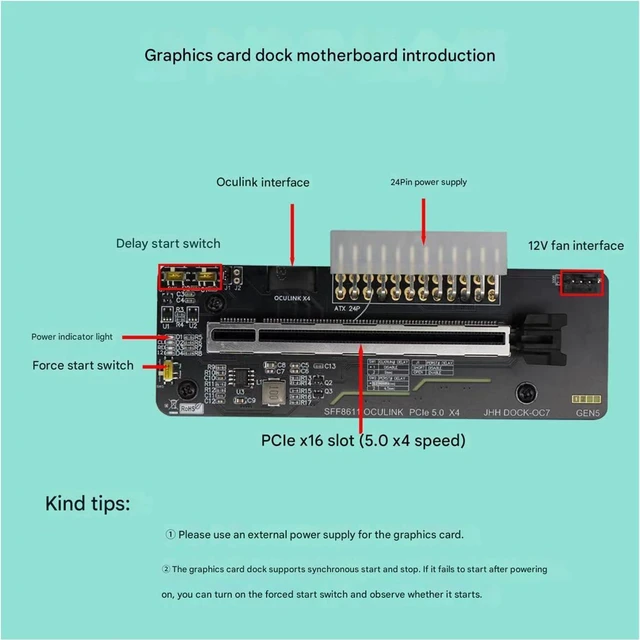 Alt view image 7 of 7 - PCIE 5.0 GPU External Graphics Card Dock Laptop Docking Station 8611 Low Latency Connection GPU Dock for Gaming Handhelds