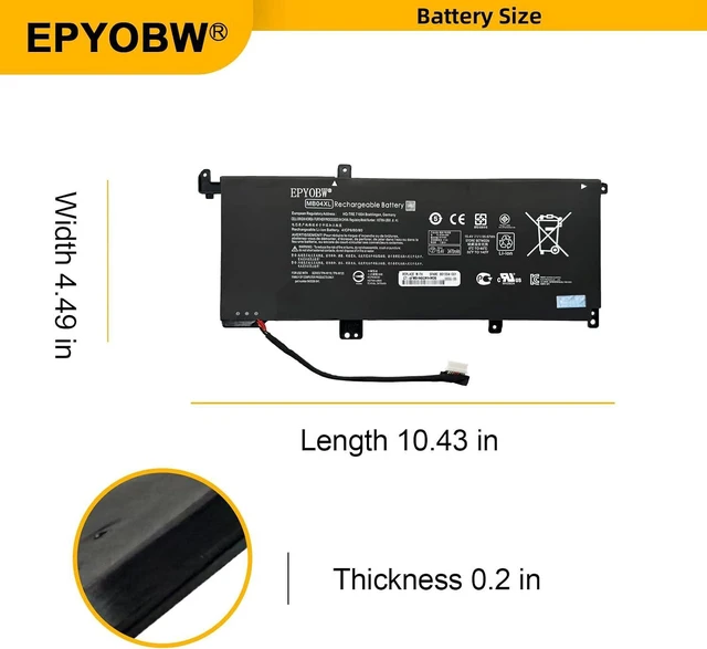 Alt view image 7 of 7 - MB04XL Laptop Battery 55.67Wh 15.4V Compatible with HP Envy X360 M6-aq000 Convertible PC Envy X360 15-aq000 15t-aq000 Convertible PC Series HSTNN-UB6X 843538-541 844204-850 TPN-W119 TPN-W120