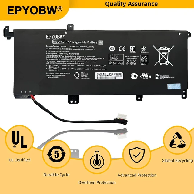 Alt view image 5 of 7 - MB04XL Laptop Battery 55.67Wh 15.4V Compatible with HP Envy X360 M6-aq000 Convertible PC Envy X360 15-aq000 15t-aq000 Convertible PC Series HSTNN-UB6X 843538-541 844204-850 TPN-W119 TPN-W120
