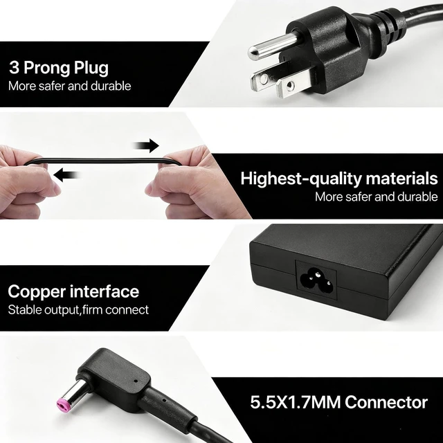 Alt view image 4 of 5 - 135W AC Charger Compatible with Acer Nitro 5 7 V14 V15 V16 V 17 16S ANV14-61 ANV15-51 ANV16-42 ANV17-61 AN515-55 AN517-52 AN515 AN517 Aspire 7 3D VX15 ConceptD Laptop