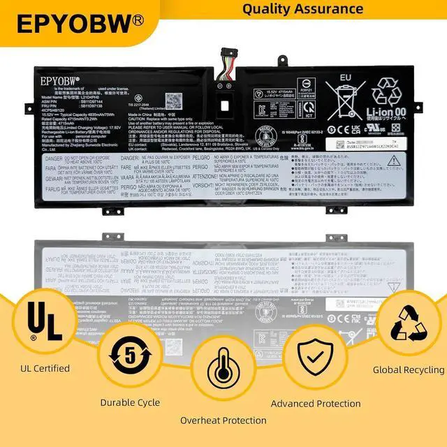 Alt view image 5 of 6 - L21D4PH0 Laptop Battery 75Wh 4835mAh 4-Cell 15.52V Compatible with Lenovo IdeaPad Yoga 9-14IAP7 82LU / Yoga 9-14IRP8 83B1 Series L21B4PH0 L21C4PH0 SB11D97144 5B11D97138 SB11D97145 SB11D97143