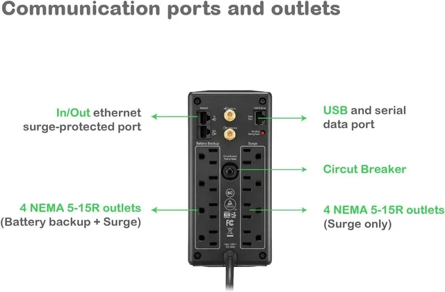 Alt view image 2 of 7 - APC Battery Backup Surge Protector, BX850M Backup Battery Power Supply, AVR, Dataline Protection