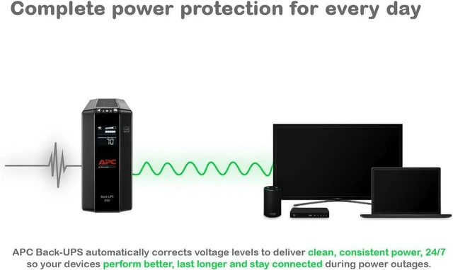 Alt view image 3 of 7 - APC Battery Backup Surge Protector, BX850M Backup Battery Power Supply, AVR, Dataline Protection