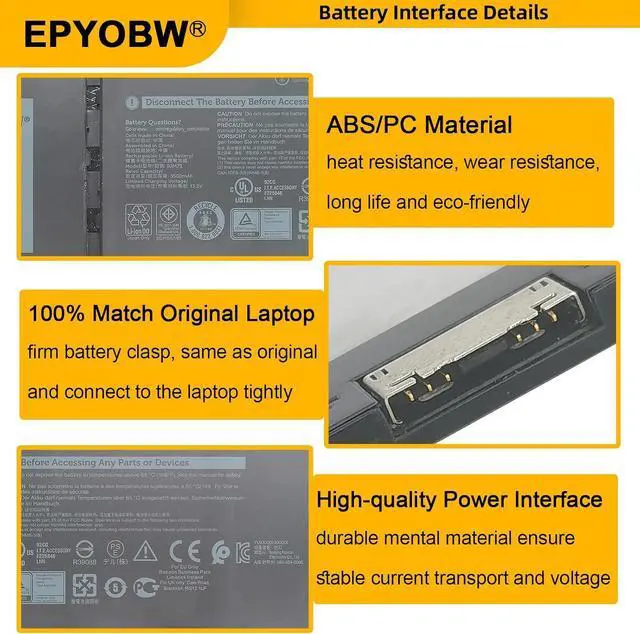 Alt view image 4 of 6 - 9JM71 Laptop Battery 42Wh 7FMXV 0TN2GY TN2GY 4M1JN 1PP63 MHR4G HDGJ8