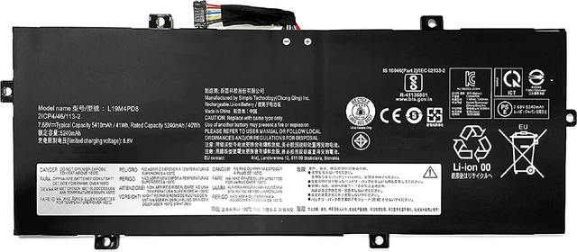 Main image of 7.68V.5410mAh/41Wh;L19C4PD8 L19M4PD8 SB10X87837 SB10X87838 5B10X87839 2ICP4/46/113-2 Batería de Repuesto para computadora portátil Compatible for Lenovo Yoga Duet 7-13IML05