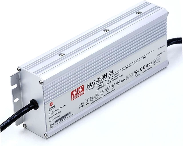 Alt view image 3 of 4 - Meanwell HLG-320H-24 Power Supply - 320W 24V 13.34A - IP67