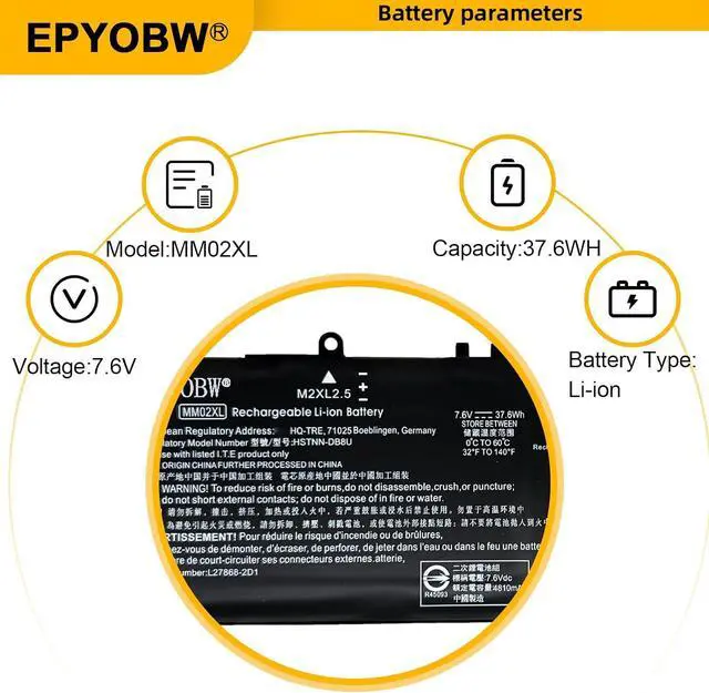 Alt view image 3 of 6 - MM02XL Array Battery 37.6Wh MM02037XL L28076-005 L27868-2D1