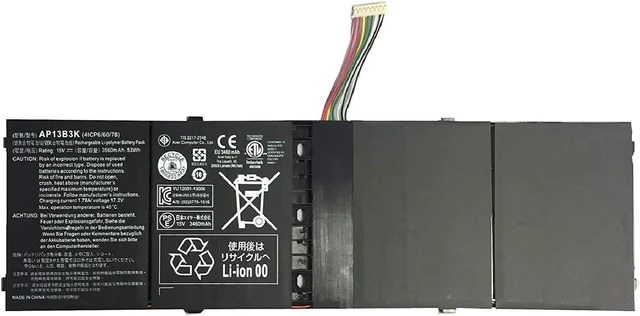 Main image of 15V;53wh/3560mah AP13B3K AP13B8K Batería de Repuesto para computadora portátil Compatible for Acer Aspire M5-583 M5-583P R7-571 R7-571G R7-572 R7-572G R3-471TG V5-583P