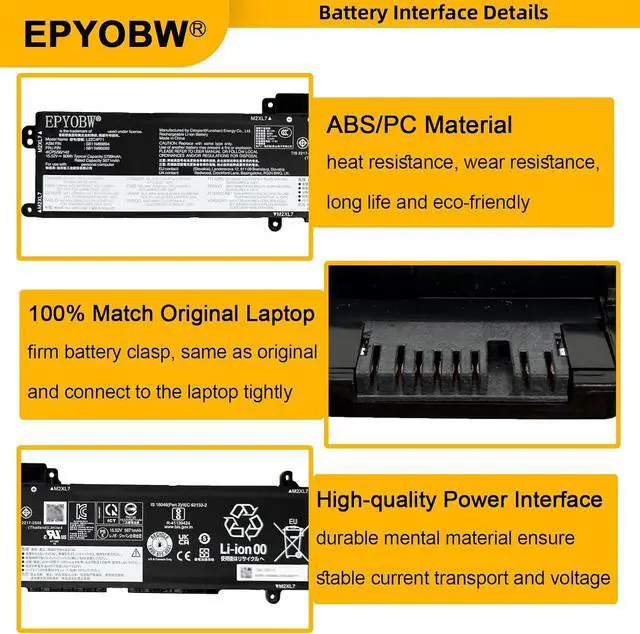 Alt view image 4 of 6 - L22C4P71 Laptop Battery 90Wh 5799mAh 4-Cell 15.52V Compatible with Lenovo ThinkPad P16v Gen 1 21FC 21FD 21FE 21FF Series L22M4P71