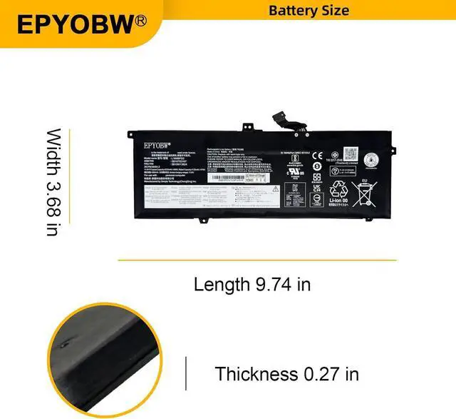 Alt view image 7 of 7 - L18M6PD2 Laptop Battery 48Wh Compatible with Lenovo ThinkPad X390 X395 X13 Series L18M6PD1 L18C6PD1 L18D6PD1 SB10T83167 5B10W13924 SB10K97656 SB10W51941 5B10W51842 SB10T83166 5B10W13923