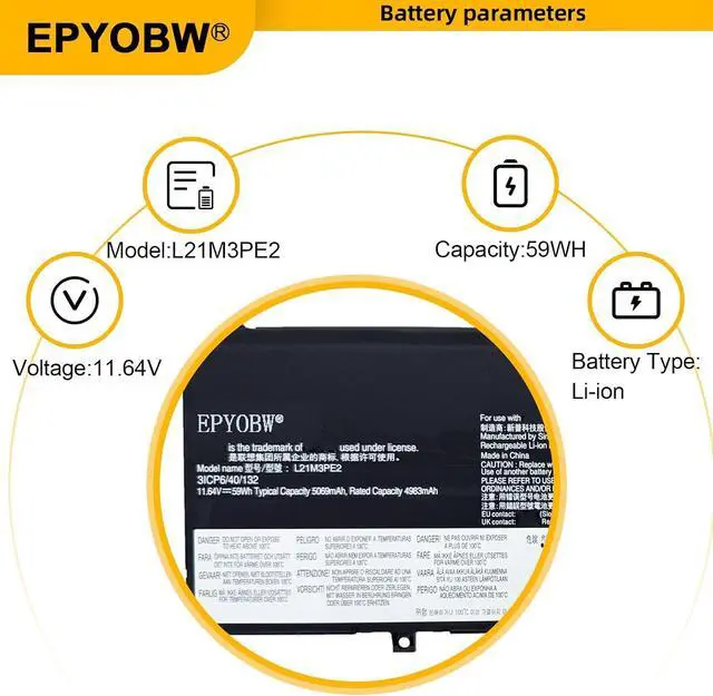 Alt view image 3 of 7 - L21M3PE2 Battery 59Wh Compatible with Lenovo IdeaPad Flex 5-14IAU7 5-14ABR8 5-14IRU8 5-16ALC7 5-16ABR8 5-16IRU8 5-16IAU7 7-14IAU7 / Flex 7-14IRU8 5-14ALC7 Series L21M3PE0 L21C3PE0 L21L3PE0