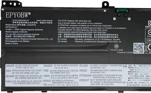 Alt view image 3 of 6 - L24D4PK5 Laptop Battery 70Wh 4523mAh 15.48V L24M4PK5 5B11Q02060
