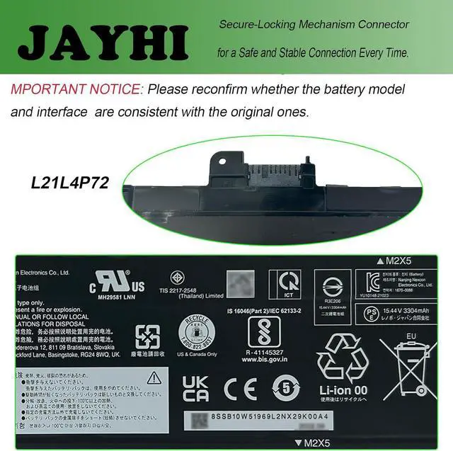 Alt view image 5 of 7 - JAYHI L21L4P72 52.5Wh Laptop Battery L21M4P73 L21D4P72 L21M4P74 L21C4P72