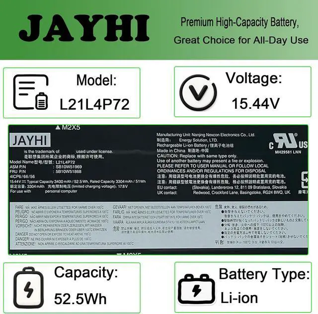 Alt view image 6 of 7 - JAYHI L21L4P72 52.5Wh Laptop Battery L21M4P73 L21D4P72 L21M4P74 L21C4P72