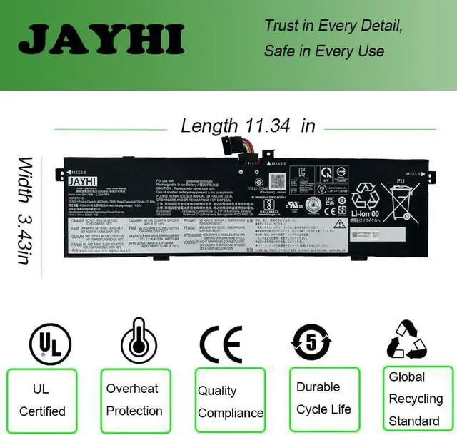 Alt view image 5 of 7 - JAYHI L22M4PF6 75Wh Laptop Battery SB11K40865 5B11K40866 L22C4PF6 15.56V