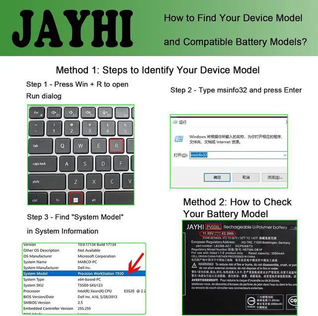 Alt view image 2 of 6 - JAYHI PV03XL 43.3Wh 3560mAh Laptop Battery PP03XL HSTNN-LB8S HSTNN-DB9X