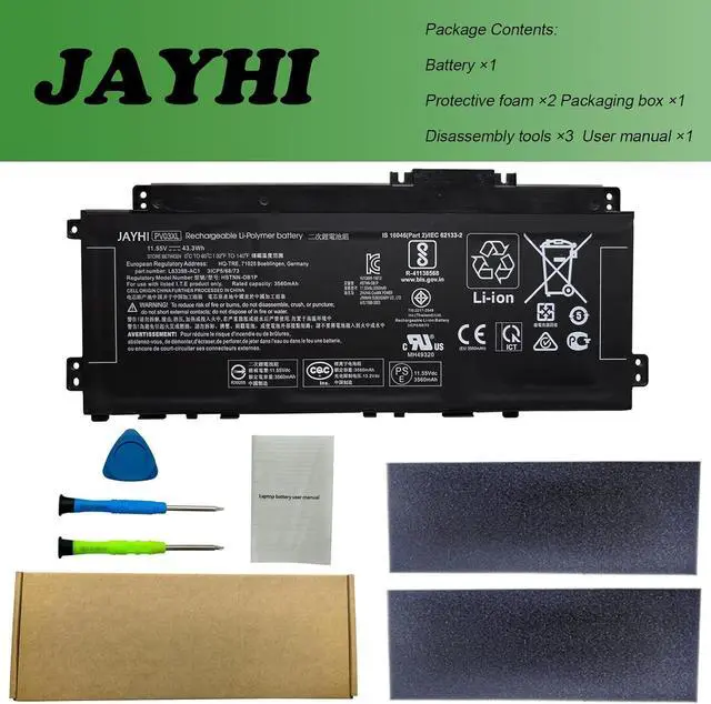 Alt view image 6 of 6 - JAYHI PV03XL 43.3Wh 3560mAh Laptop Battery PP03XL HSTNN-LB8S HSTNN-DB9X