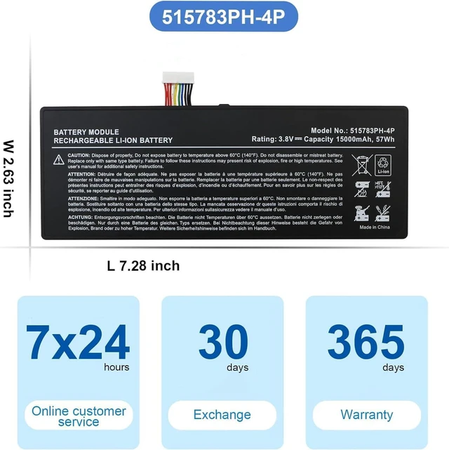 Alt view image 7 of 7 - 57Wh 515783PH-4P Compatible for AUTEL MaxiCOM MS919 MK908 MK908P MaxiSys Pro Elite Auro OtoSys IM600 Series 3.8V 15000mAh