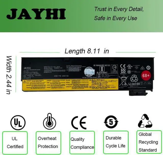 Alt view image 5 of 7 - JAYHI 45N1130 48Wh Laptop Battery 45N1728 45N1767 45N1777 45N1134 45N1734