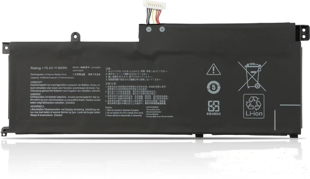 Alt view image 2 of 7 - 15.4V 64Wh 4190mAh 4-Cell C41N2002 0B200-03770100 Compatible for Asus ZenBook Pro 15 UX535 UX535L UX535LH Series UX535LH-BN033 UX535LH-KJ188 UX535LH-KJ188T UX535LH-BH74 Series