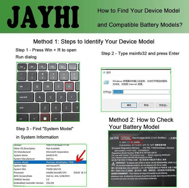 Alt view image 2 of 6 - JAYHI HT03XL 41.9Wh Laptop Battery HSTNN-DB8R HSTNN-DB8S HSTNN-IB80 11.55V