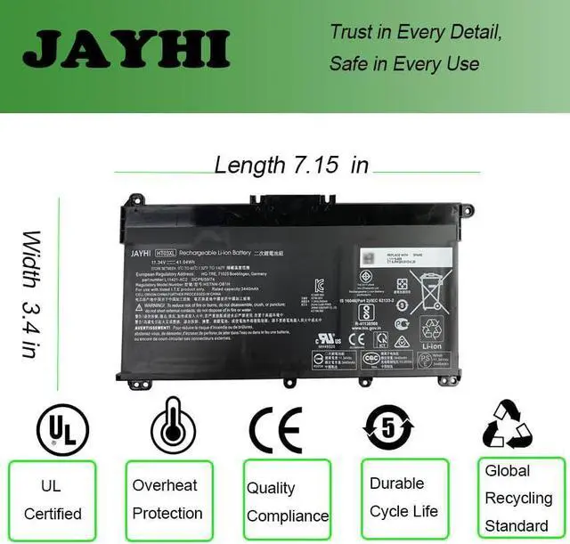 Alt view image 4 of 6 - JAYHI HT03XL 41.9Wh Laptop Battery HSTNN-DB8R HSTNN-DB8S HSTNN-IB80 11.55V